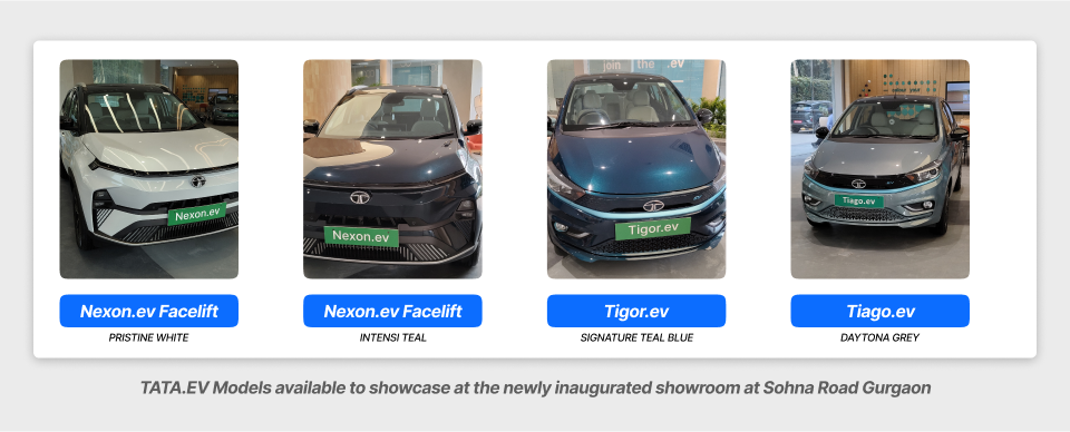TATA.EV Models available to showcase at the newly inaugurated showroom at Sohna Road Gurgaon. 