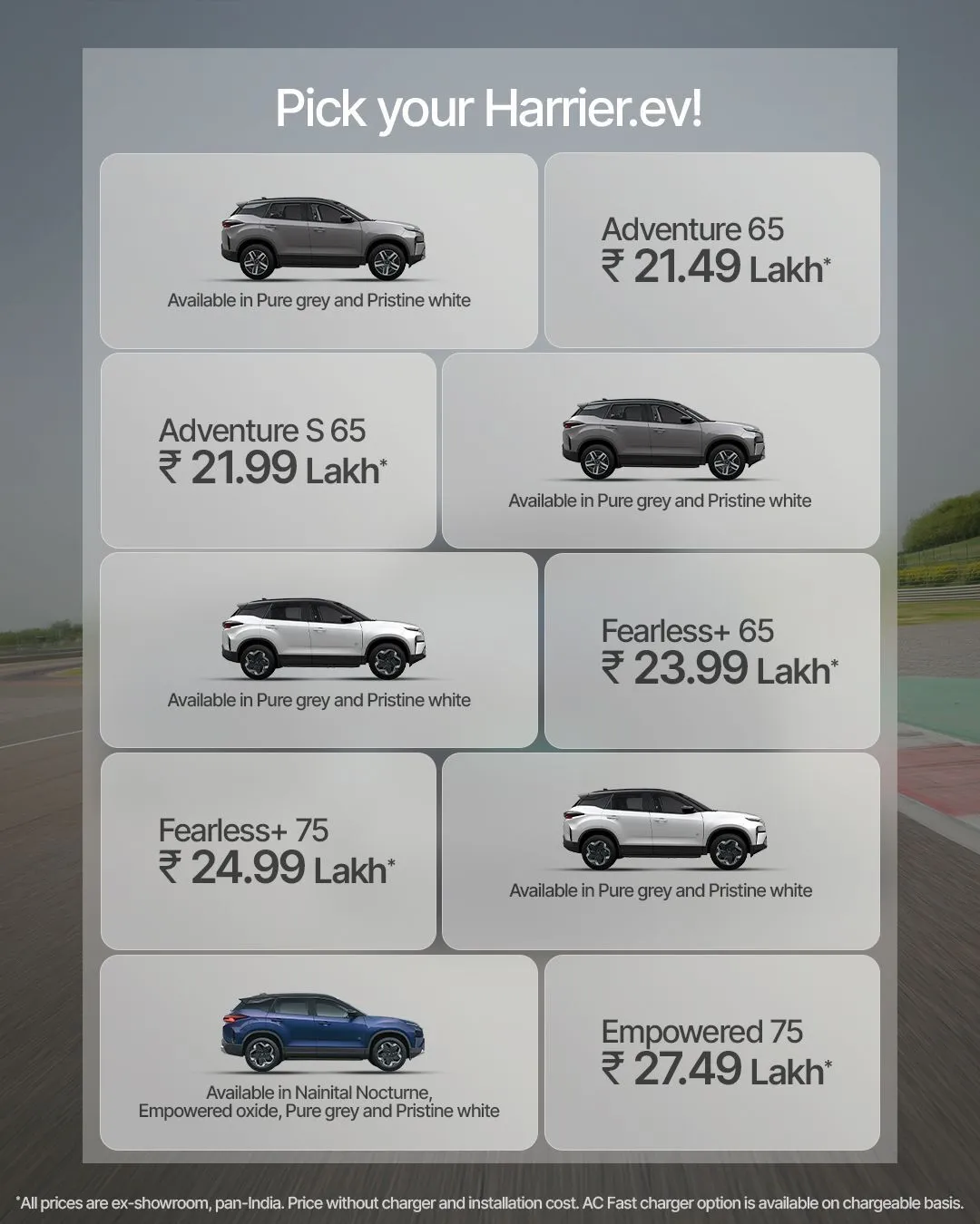 harrier ev rwd price