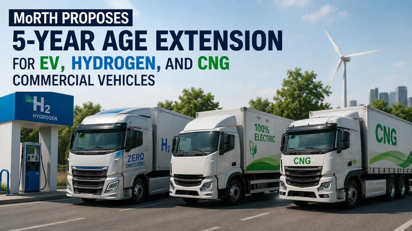 MoRTH Proposes 5-Year Operational Age Extension for EVs, Hydrogen, and CNG Commercial Vehicles