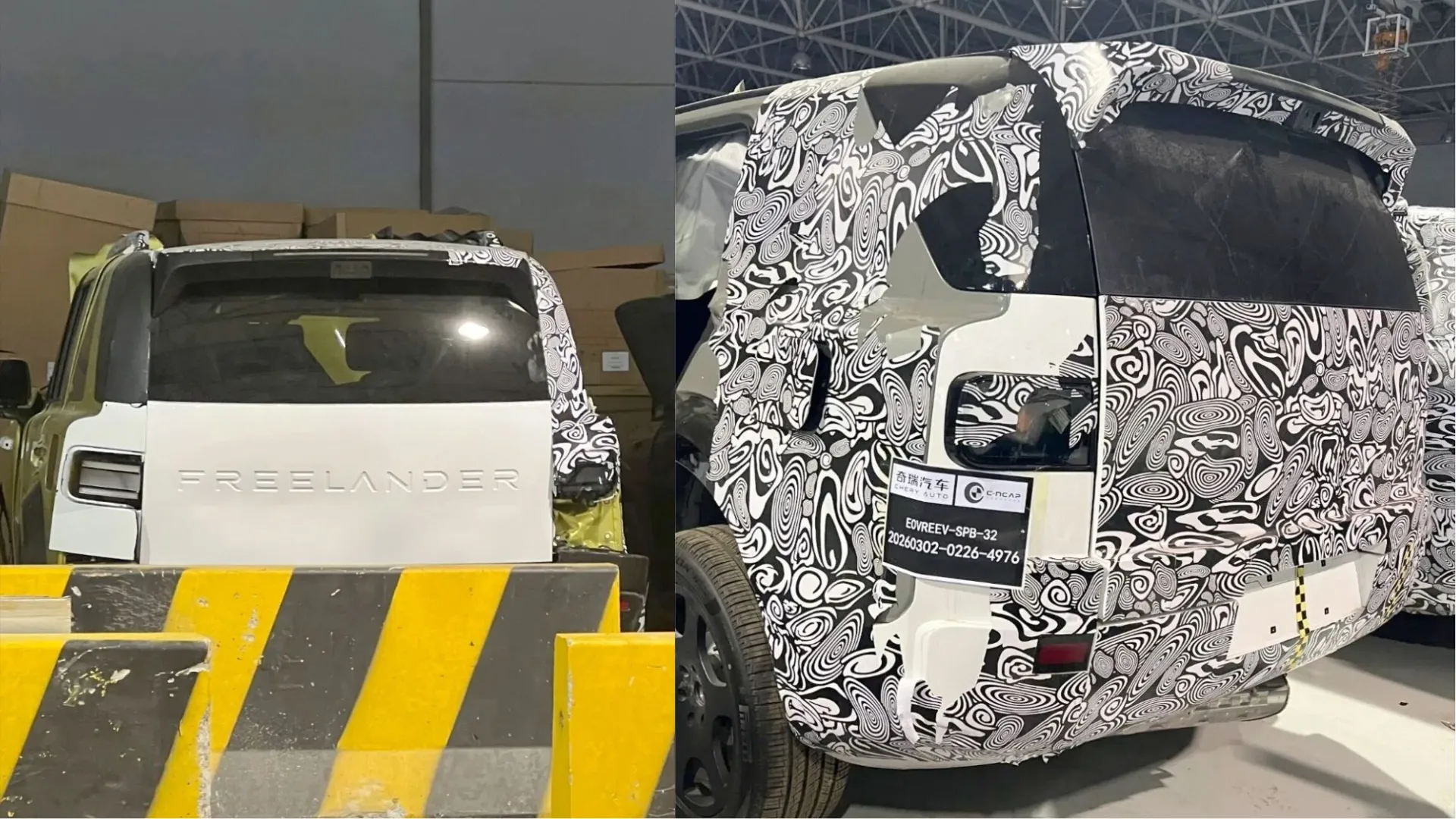 Chery-JLR Freelander SUV Spy Shots Leaked From Crash Test — EV Version?