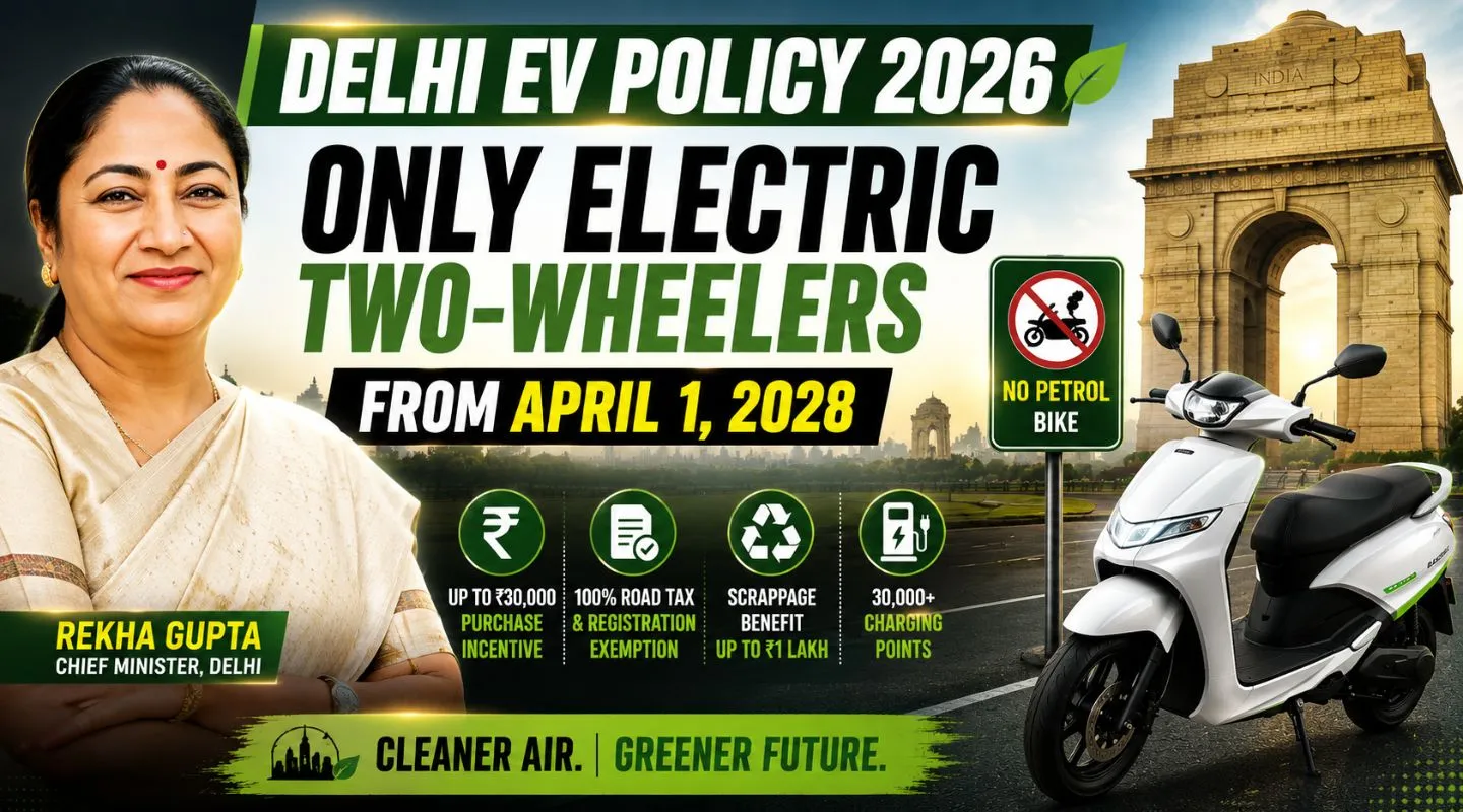 Delhi EV Policy 2026 Approved: Only Electric Two-Wheelers Can Be Registered From April 2028