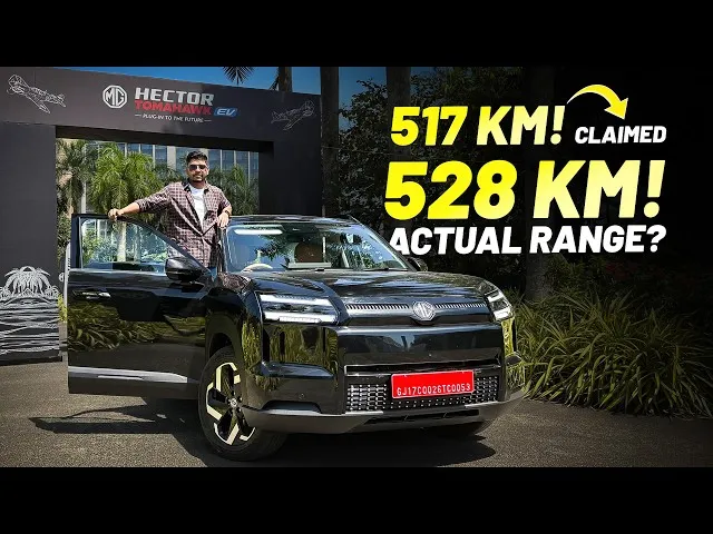 MG Hector Tomahawk EV Range Test: 517 KM Claimed vs 528 KM Projected!