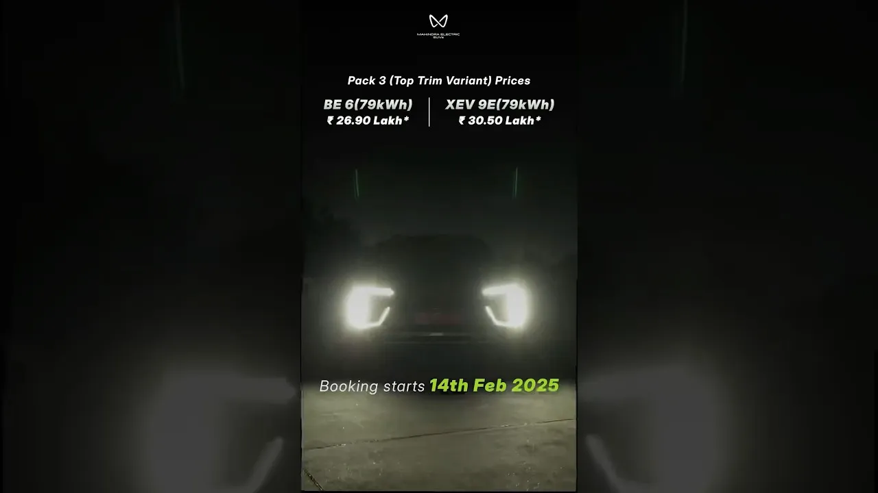 Mahindra BE6 and XEV 9E Pack 3 prices are out