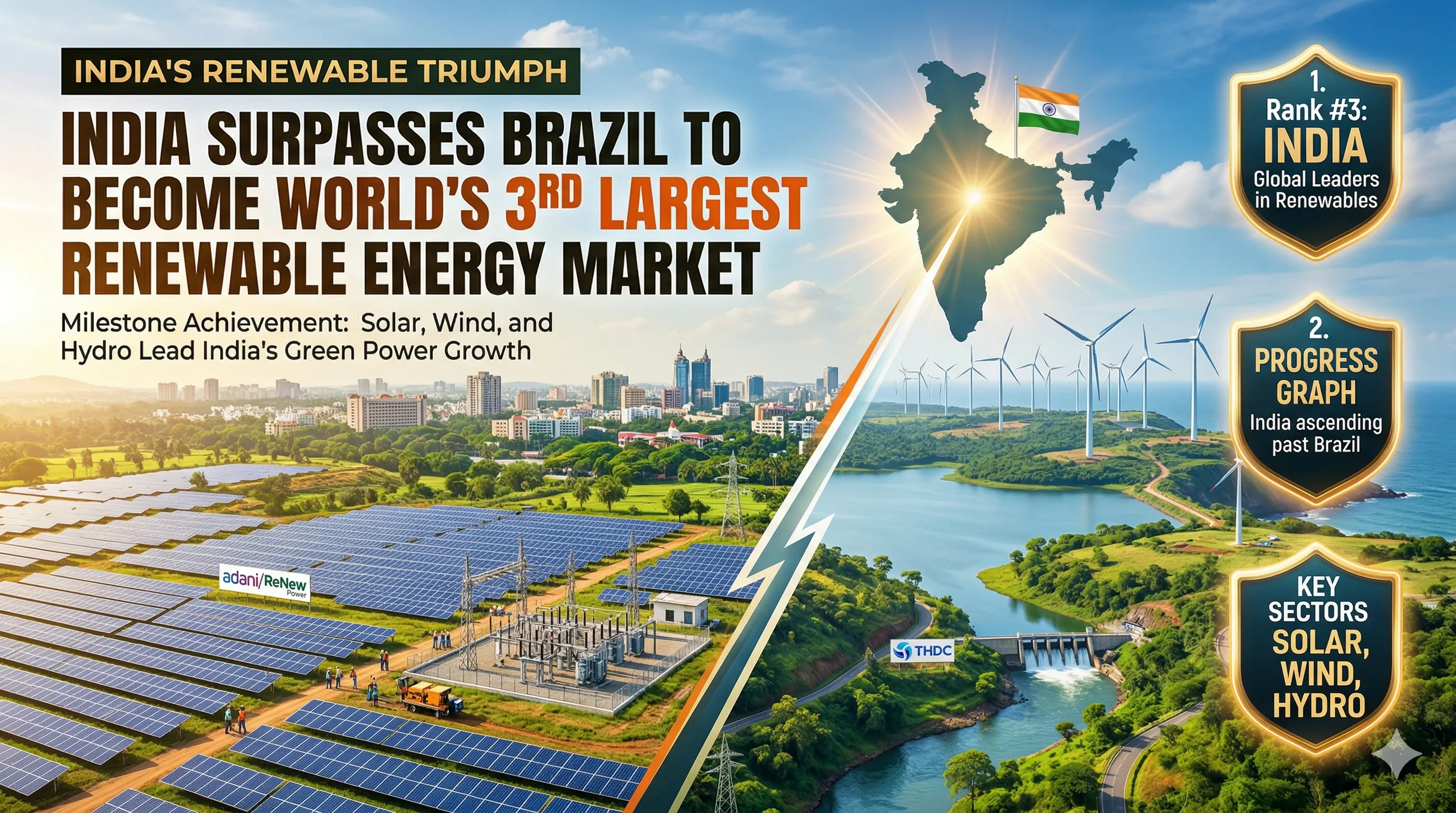 India’s Surpasses Brazil to Become World’s 3rd Largest Renewable Energy Market