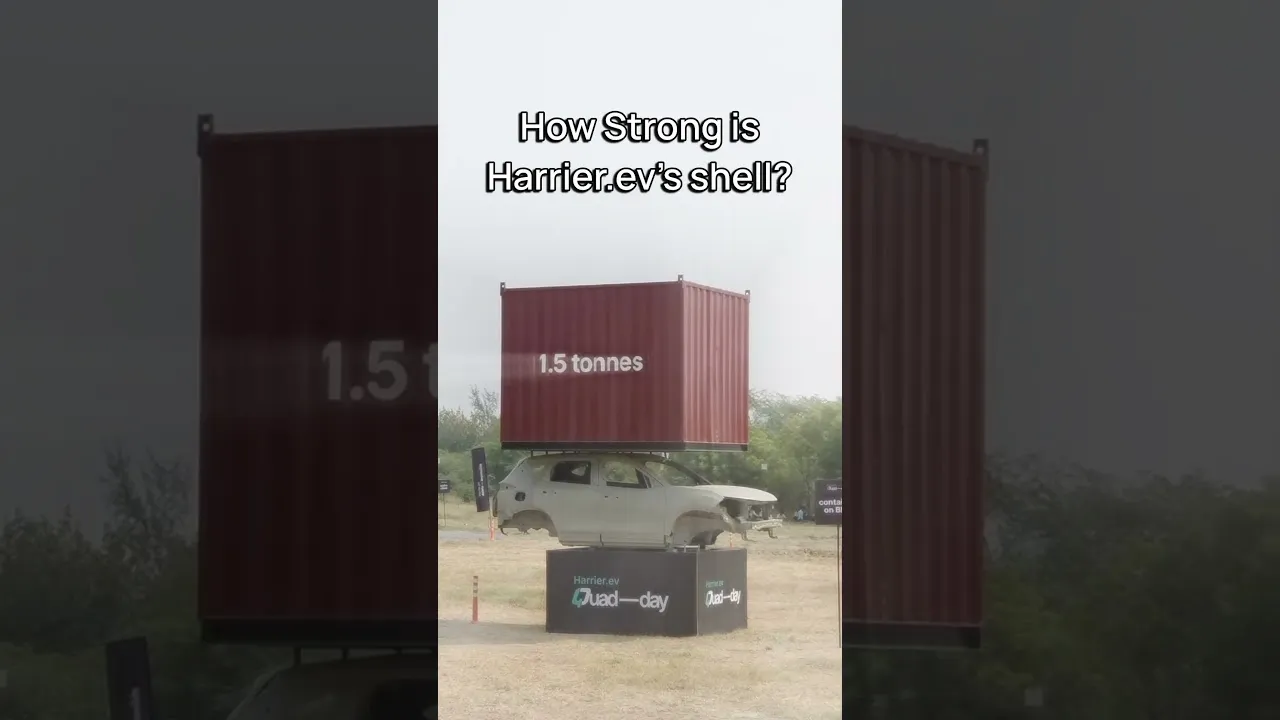 How strong is Harrier.ev’s shell?Strong enough to carry its own weight! 💪#EVFY #TataHarrierEV