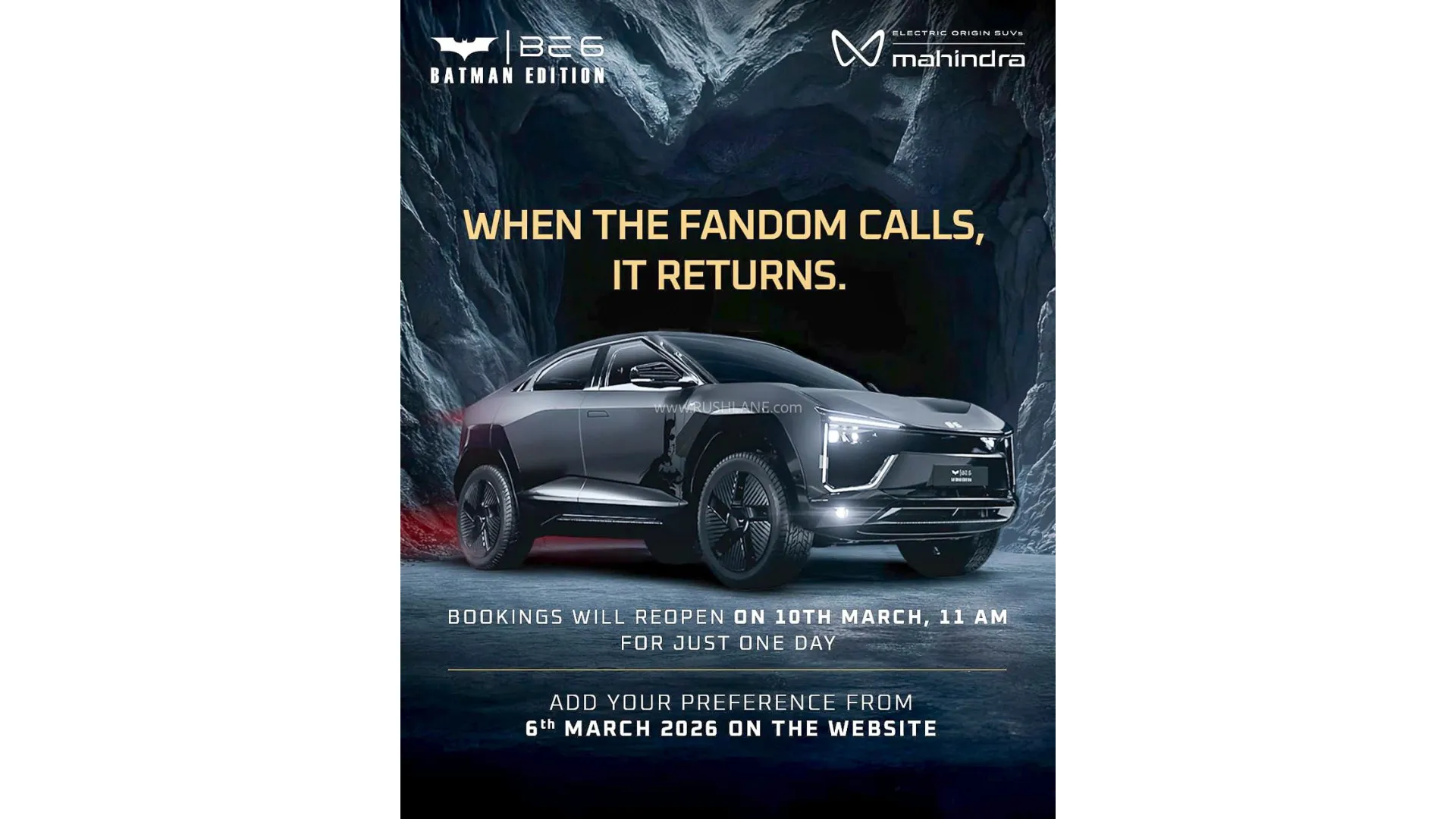 Mahindra BE6 Batman Edition Bookings Reopen