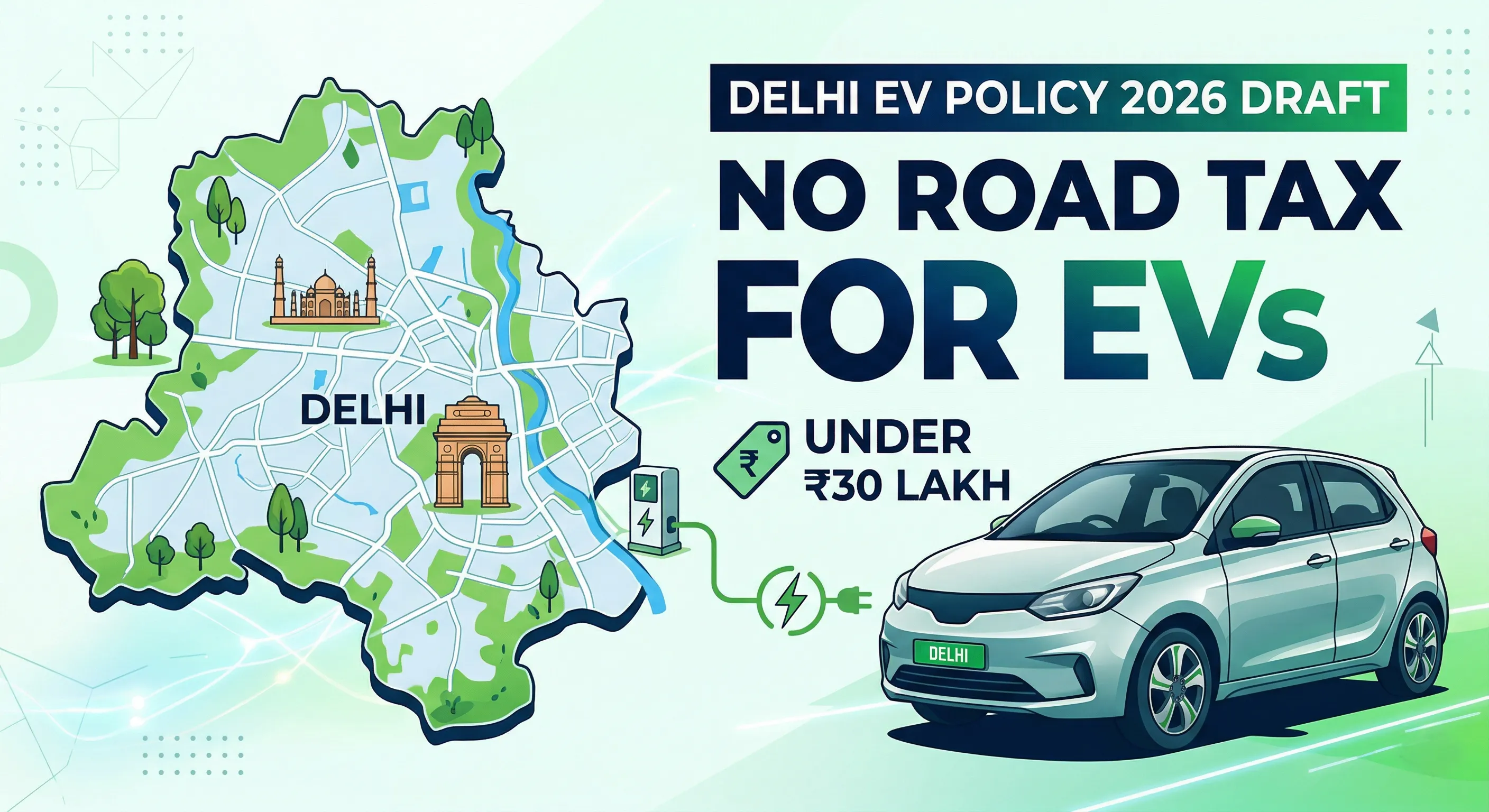 No Road Tax for EVs Under ₹30 Lakh — Delhi EV Policy 2026 Draft