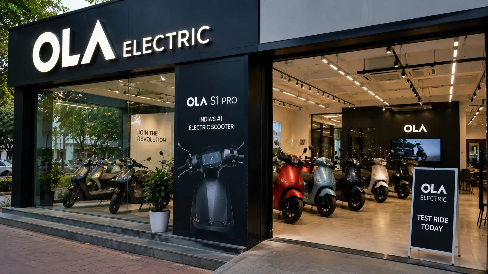 Ola Electric showroom representing the company's new dealer-led sales and service network across India