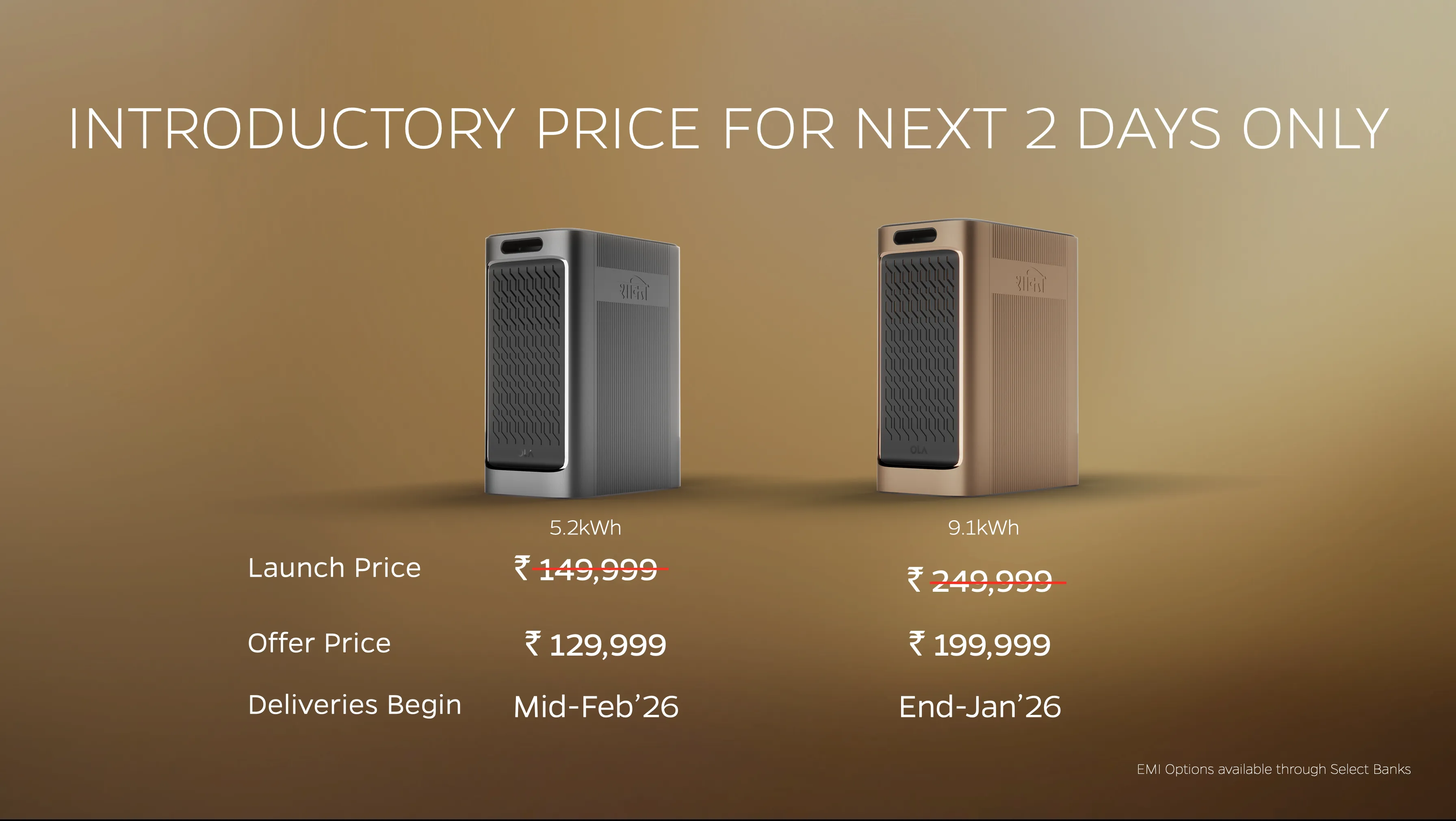 Ola Shakti Introductory Pricing