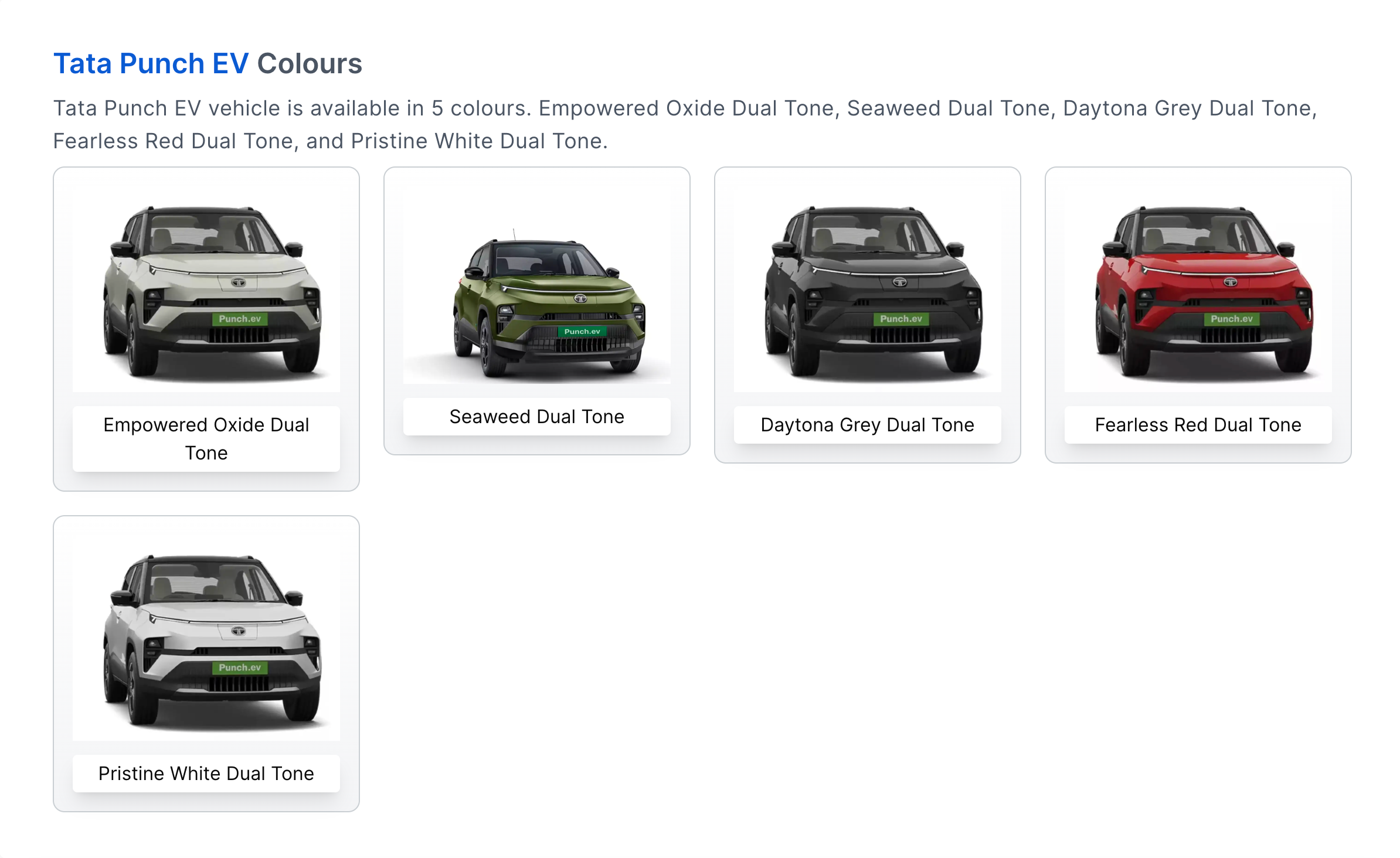 colour options of tata punch ev