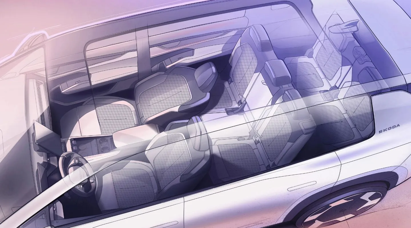 Skoda Peaq Electric SUV Interior Teased Through Sketches