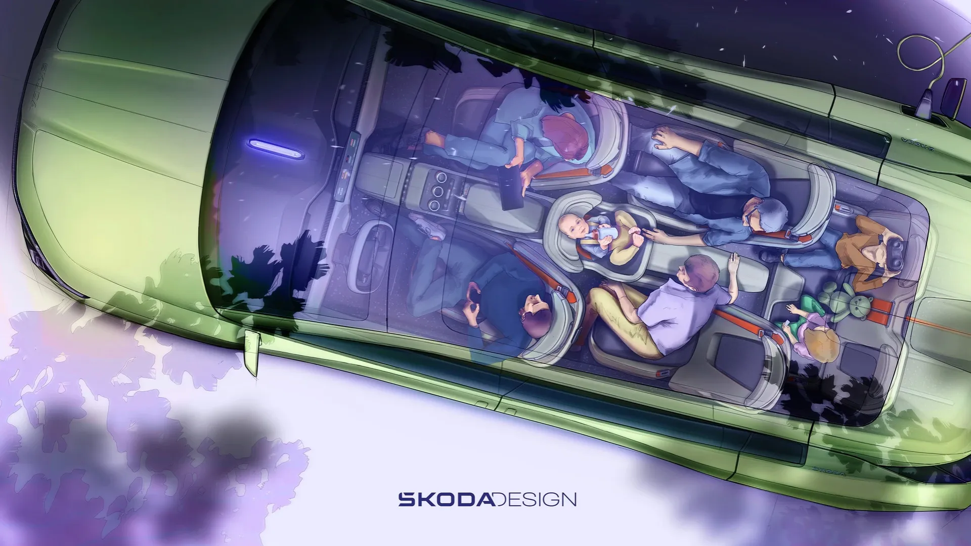 Skoda Vision 7S - Skoda Peaq - Interior Space Sketch