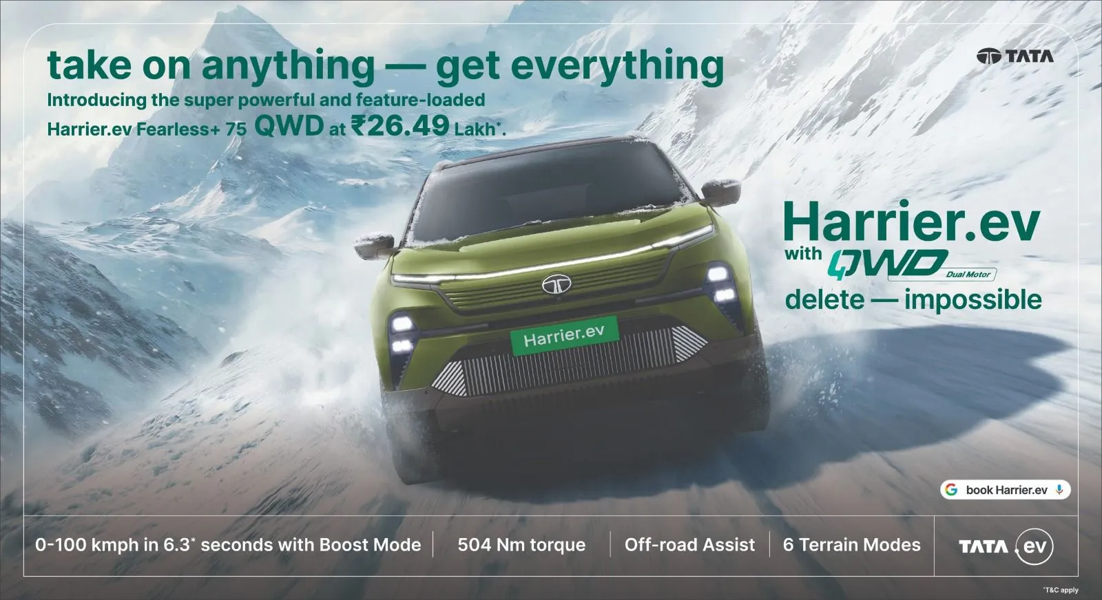 Tata Harrier EV QWD Seaweed Green Color