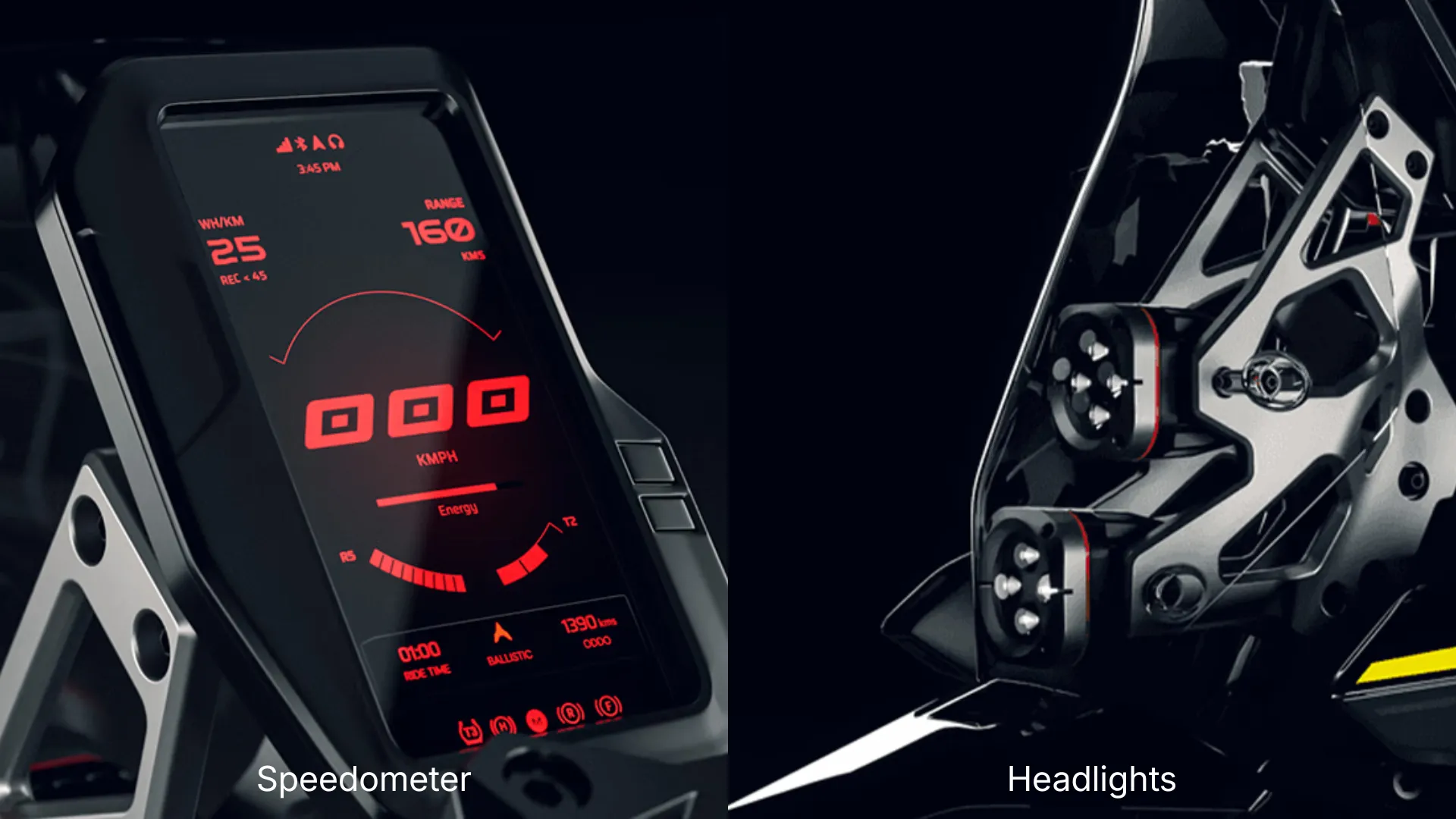 Ultraviolette Shockwave - Details - Speedometer, headlights