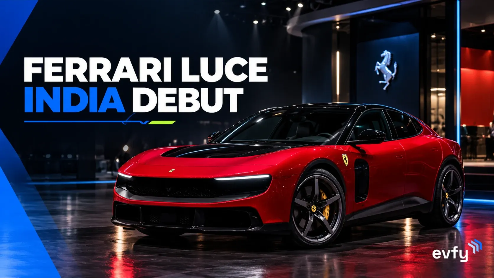 Ferrari Luce electric four-door fastback on display at Universo Ferrari in New Delhi