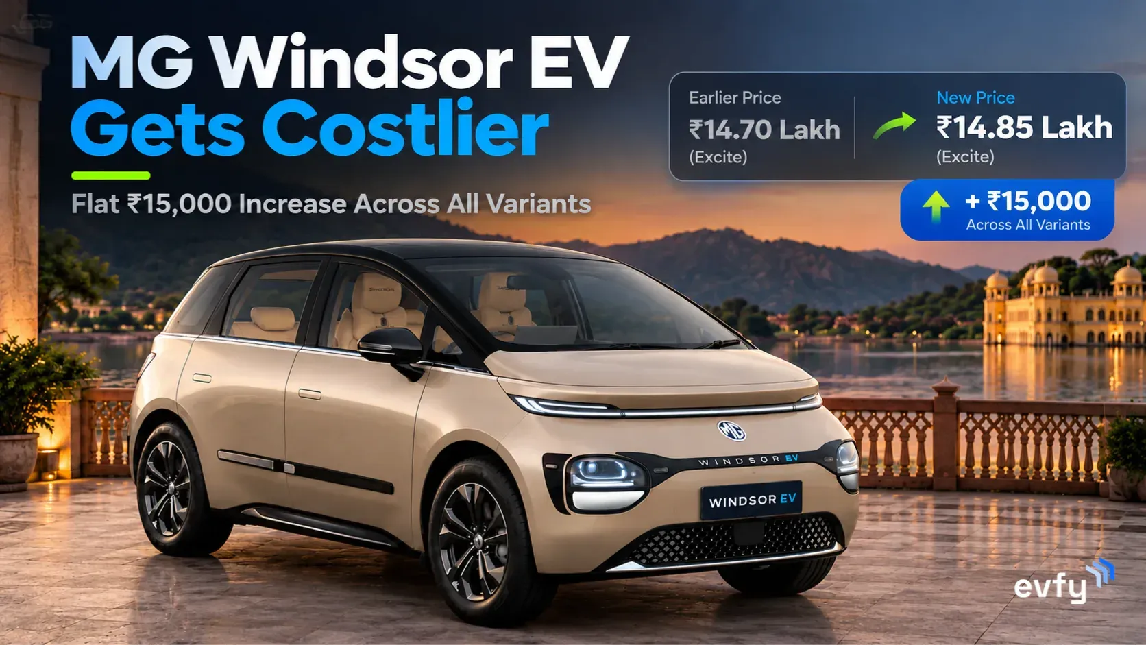 MG Windsor EV Gets Costlier: Flat ₹15,000 Increase Across All Variants, Range Now Runs ₹14.85 Lakh to ₹19.15 Lakh