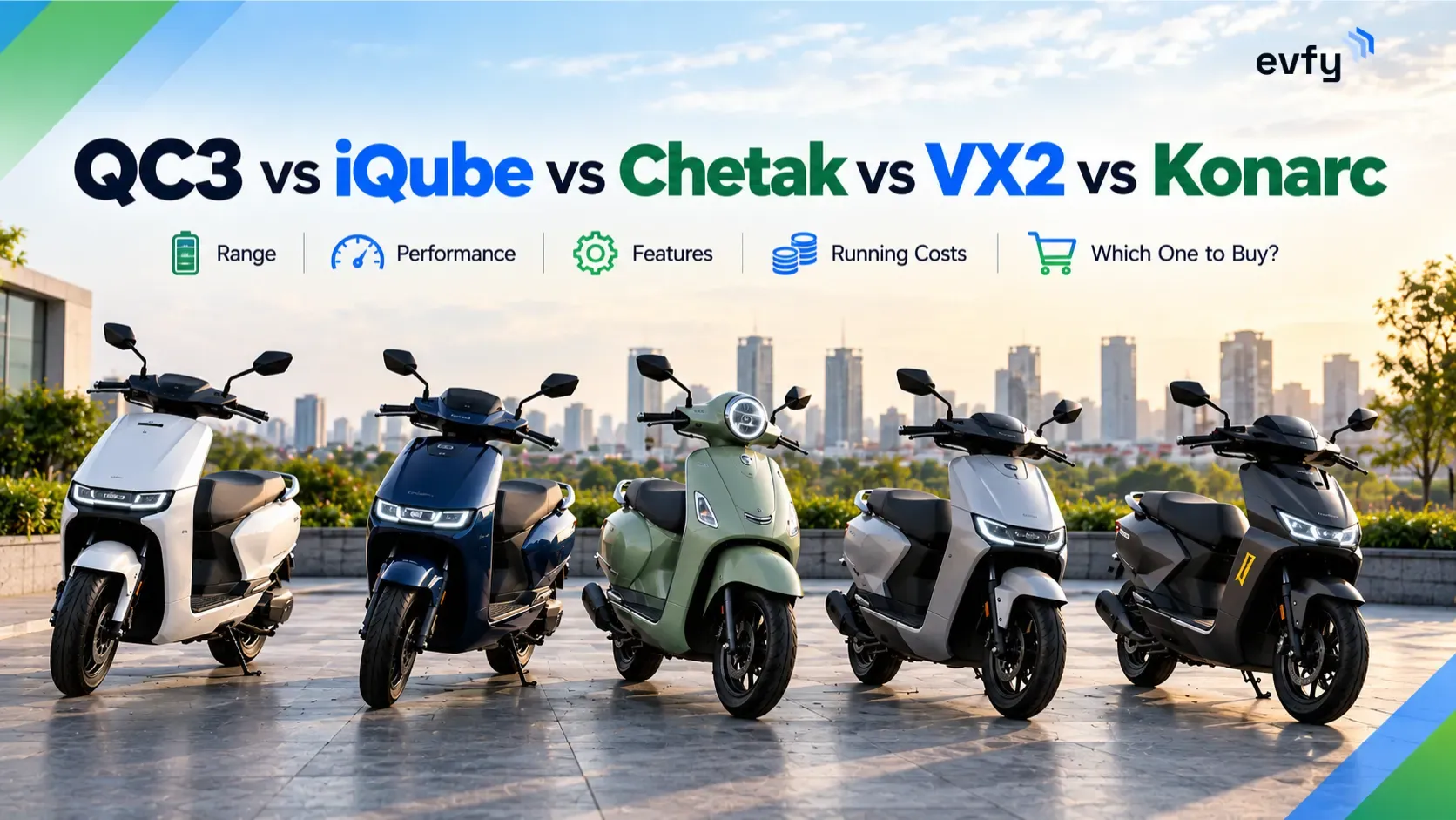 Honda QC3 vs TVS iQube vs Bajaj Chetak vs VIDA VX2 vs Ather Konarc: Comparison and Buying Guide