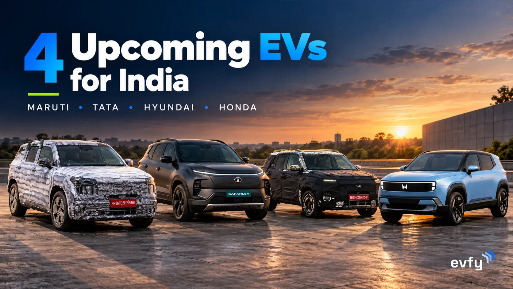 India's Next Four Electric Cars: Maruti YMC, Tata Safari EV, Hyundai HE1i and Honda 0 Alpha Sorted by What Is Confirmed