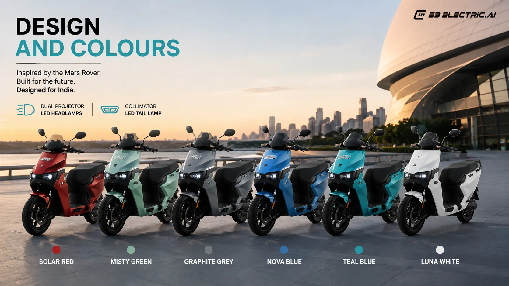 e3 electric scooters all colours