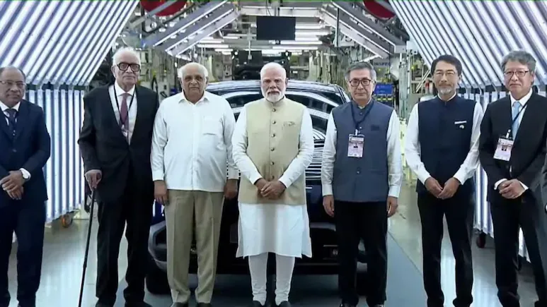 PM Narendra Modi at Maruti Suzuki Gujarat Plant, flags off production of e-Vitara