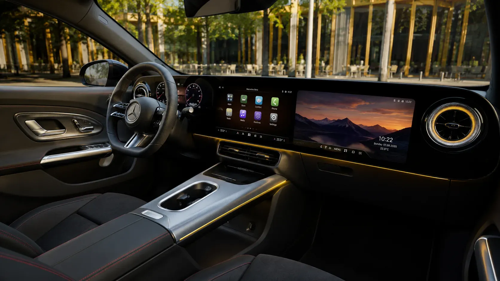 Mercedes GLA Electric interior with MBUX Superscreen triple display