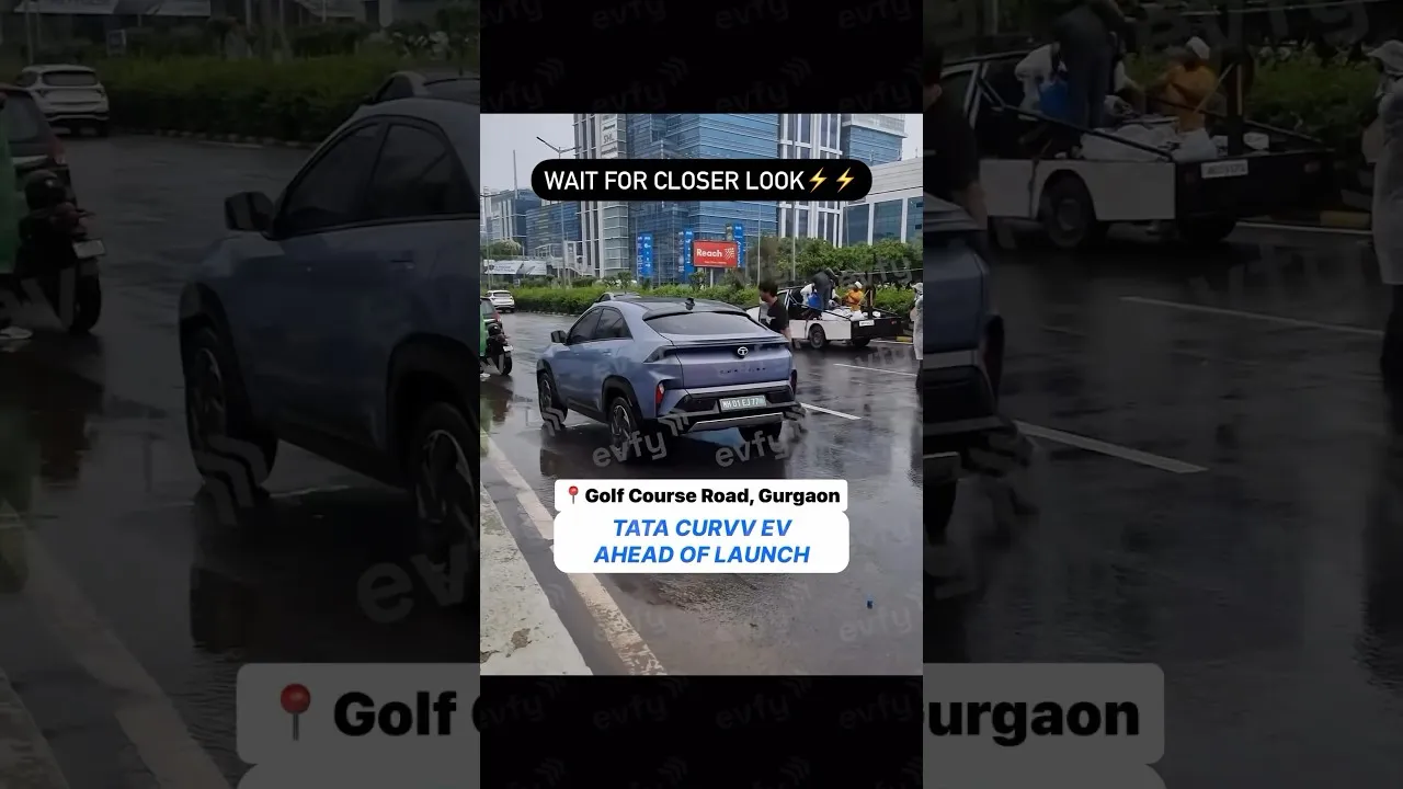 @tata.evofficial Curvv EV spotted at Golf Course Road Gurgaon. Looking super sleek ⚡️⚡️⚡️