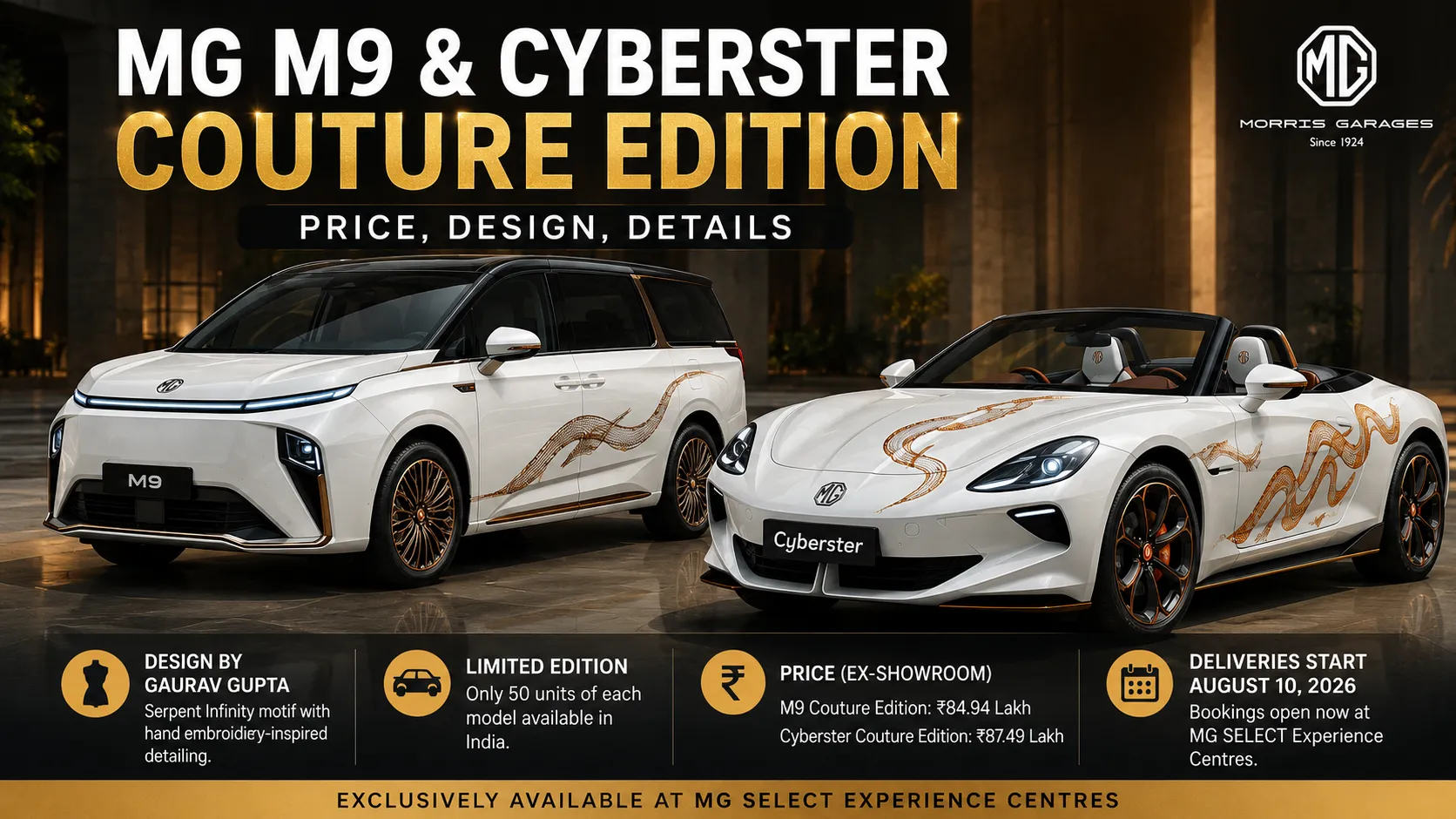 MG SELECT Launches Couture Edition of M9 and Cyberster: Price, Design and Everything You Need to Know
