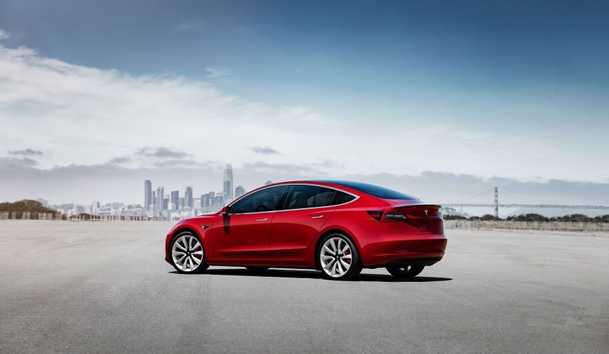 Tesla model 3 side view 