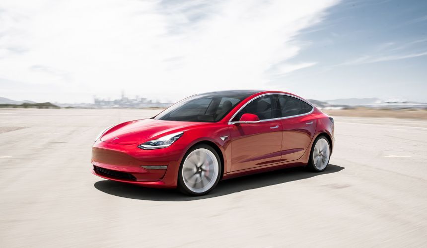 Tesla model 3 side view 