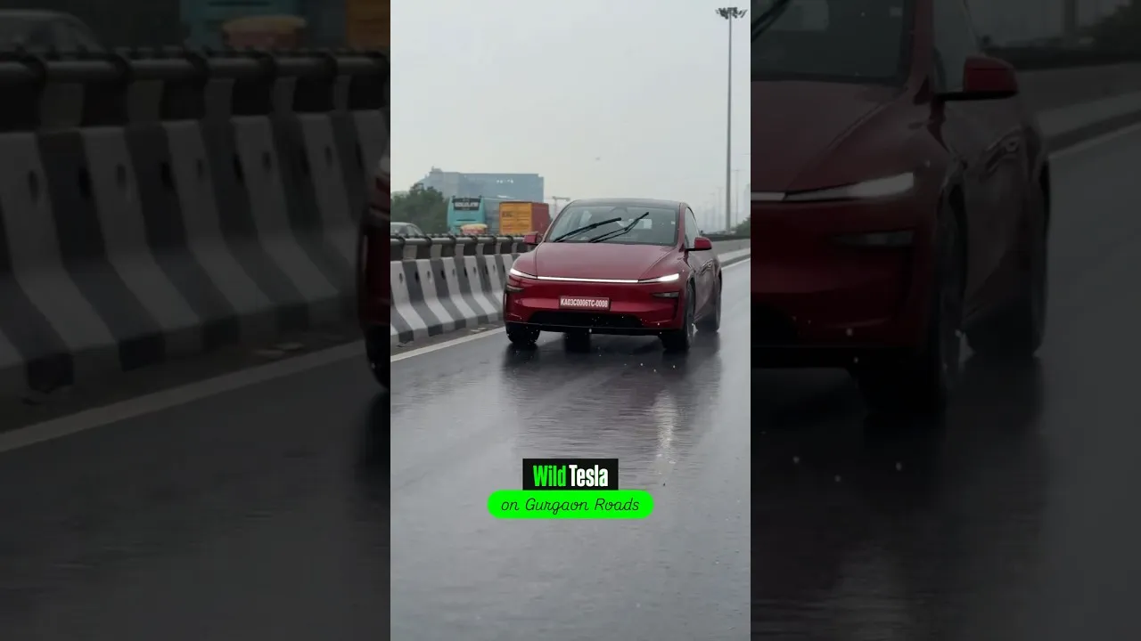 Wild Tesla Model Y cruising on Gurgaon Roads. @tesla